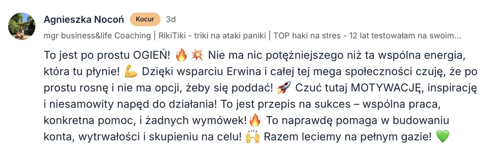 Opinia członka MOCNO Clubu